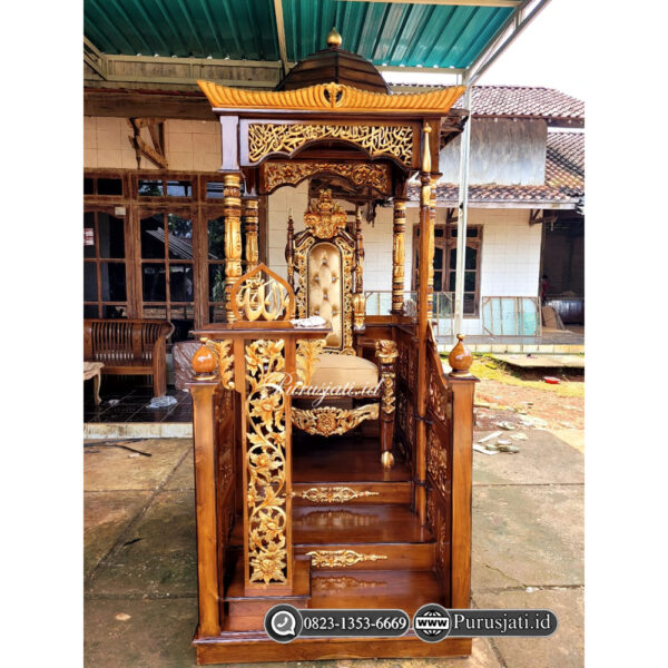 Mimbar Atap Kubah Masjid Al-Mujahidin Plus Kursi Raja Ukir Jepara