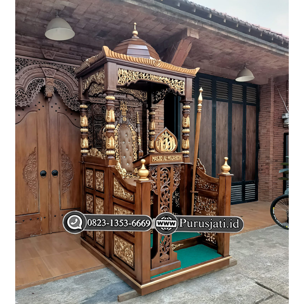 Mimbar Masjid Al-Mujahidin Model Atap Kubah Plus Kursi Raja