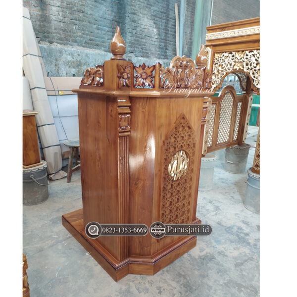 Mimbar Masjid Minimalis Terbaru dari Kayu Jati